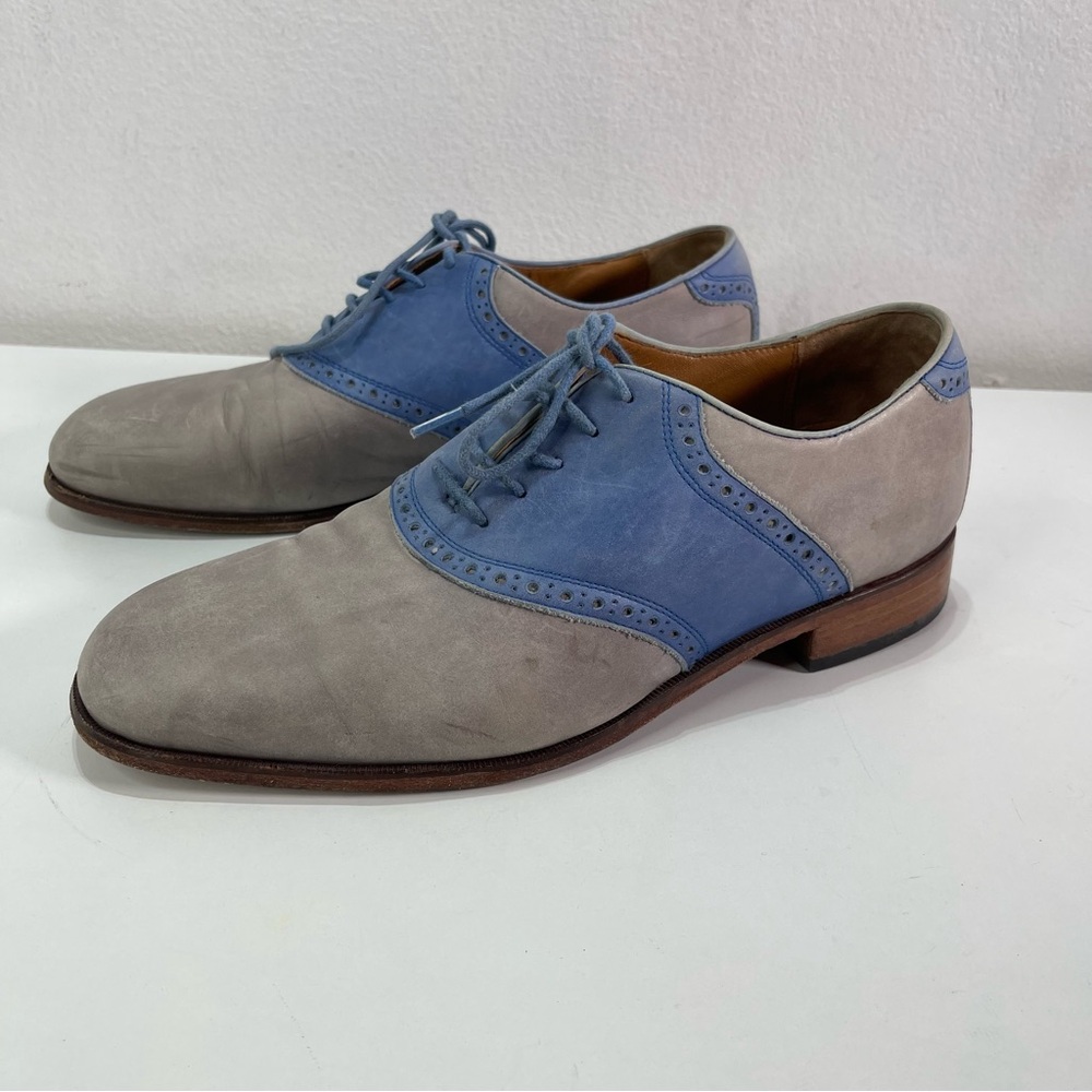Florsheim Ltd. Two Tone Blue Saddle Dress Shoes Leather Lace Up Oxford Men 9.5D